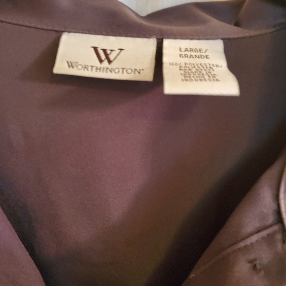 Worthington Slate Gray Blouse With Belt S Lg - Picture 3 of 11